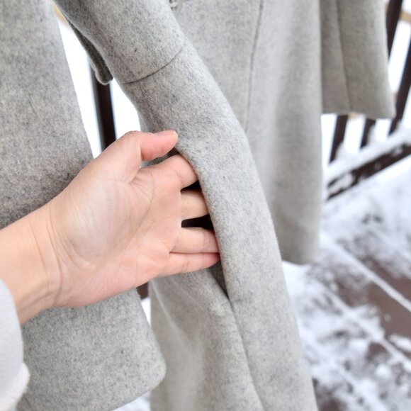 90% Wool Blend Gray Brushed Coat - Picture 2 of 8